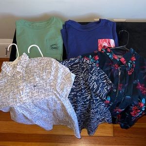 Vineyard Vines T-Shirt Short Sleeve Button Up Bundle Nautical Shirt Tee